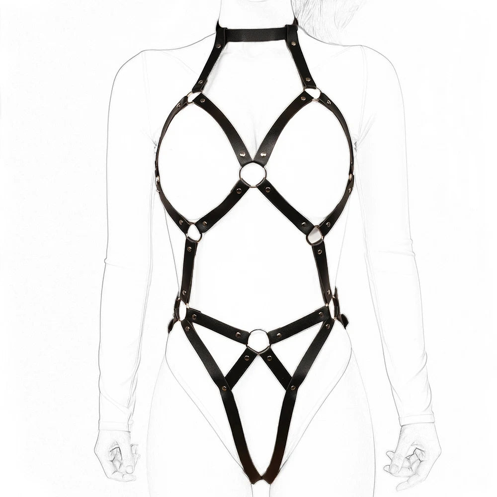 Leather Full Body Woman Harness